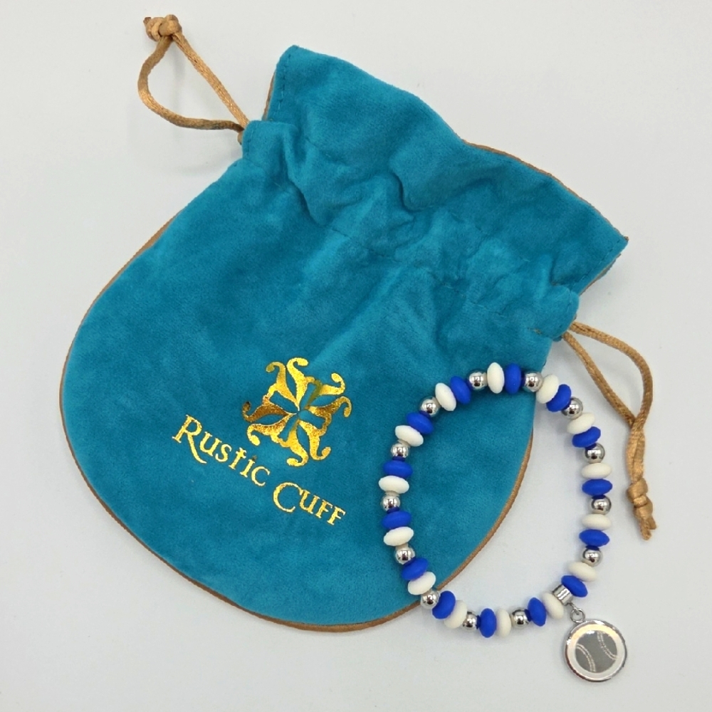 Rustic Cuff Azure and Ivory Beaded Bracelet